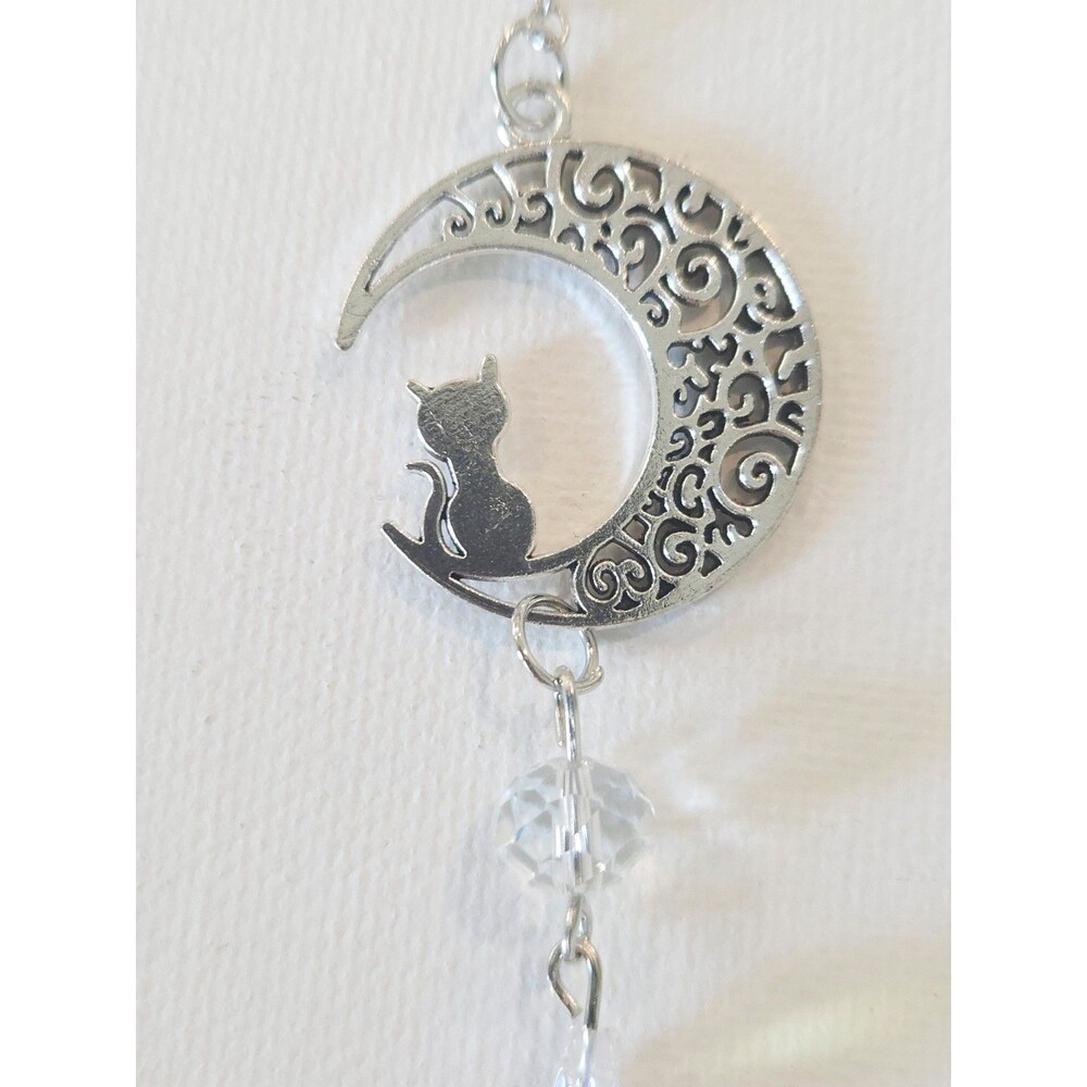 Cat Moon Sun Car Mirror Hanging Crystal Suncatcher Celestial Decor